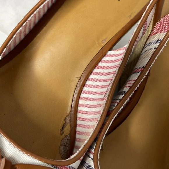 G.H. BASS & CO Kim Stripe Wedge Espadrille  Slingback Linen Coastal Beachy 9 - Picture 15 of 16